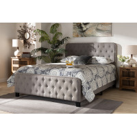 Baxton Studio Annalisa-Grey-Full Annalisa Modern Transitional Grey Fabric Upholstered Button Tufted Full Size Panel Bed